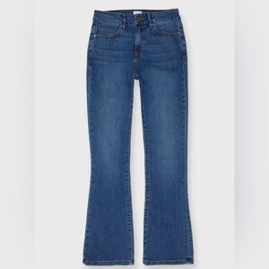 NWT Ann Mashburn Flare Cropped 5-Pocket Jean in Indigo Stretch Denim Size 26